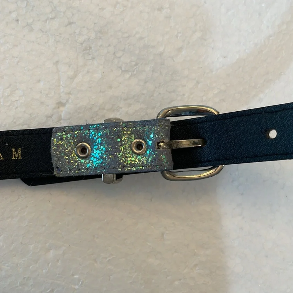 Glitter belt sparkle embellished silver girls size M